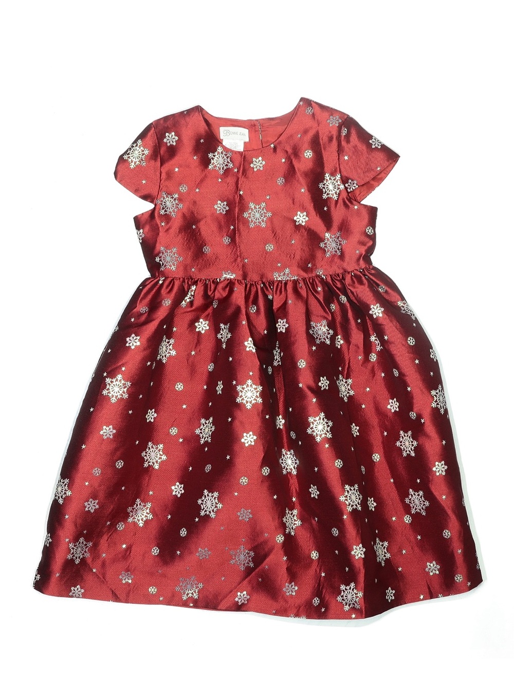 Bonnie Jean Snowflake Red Holiday Dress With Snowflakes Sparkles SZ 12 Lk New